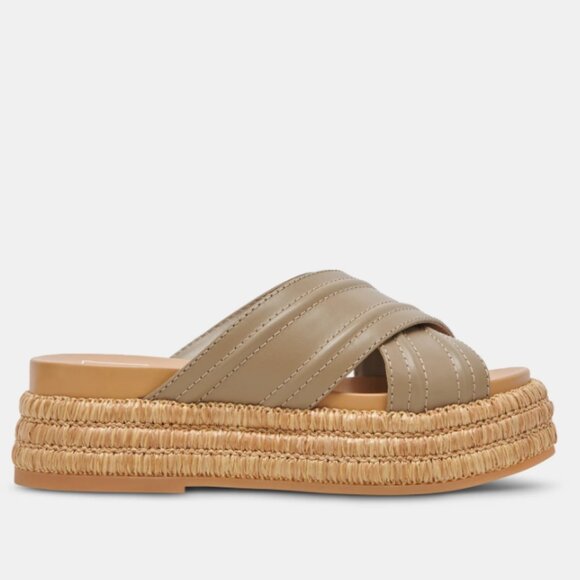 NEW DOLCE VITA Leather Weslee Slide Sandals 257 3T2